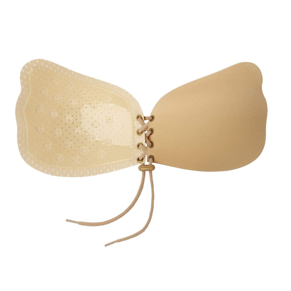 Women's Beige Jml Star Bra Backless, Strapless Stick-On Bra With Cleavage Control Size A