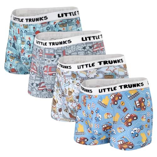 Littleforbig Men’s Breathable Durable Cotton Underwear Moisture-Wicking Cars Little Trunks 4 Pack Boxer Briefs Set2
