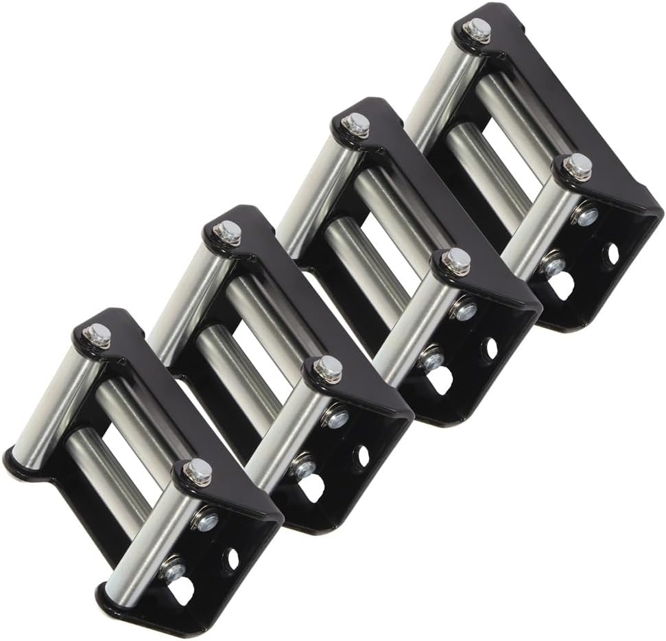 OCPTY Roller Fairlead, 4 PCS 3000-4000 LBs 4-Way Roller Cable Guide - Winch Roller Fairlead 4-1/4 Bolt Pattern for Recovery Off-Road Truck RV Pickup for Jeep ATV UTV SUV