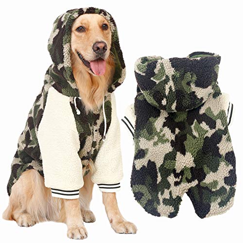 MUJING Invierno Cálido Vellón Grande Perro Grande Abrigo Chaqueta Camuflaje Perro Cachorro Sudadera con Capucha Pijamas Ropa Golden Retriever Pitbull Perro Ropa,XXL