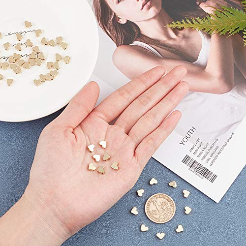 Ph Pandahall 14K Gold Heart Beads 60Pcs Heart Spacer Beads Mother's Day Beads Metal Love Heart Charm Brass Loose Bead For Valentine Necklace Bracelet Earring Wedding Thanksgiving Jewelry Making 6X7Mm #TOP4