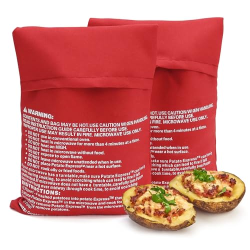 Sac de Cuisson Micro-Ondes pour Pommes de Terre - Lavable et Réutilisable, Express en 4 Minutes (2 Pièces)