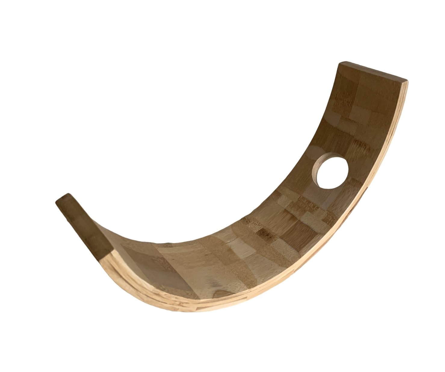 4573, Curved Single Wine Bottle Stand Rack - Bamboo Wood Table Countertop Bottle Display Stand Magic Balancing Handcrafted