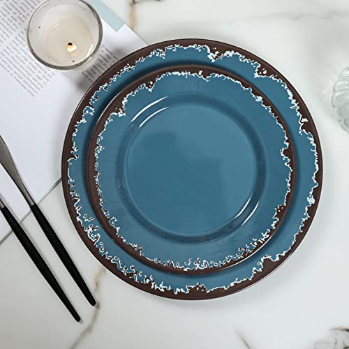 Melamine Dinnerware Set - Yinshine 12 Pcs Dinner Dishes Set,Plates And Bowls Sets, Lightweight,Unbreakable,Blue #TOP6