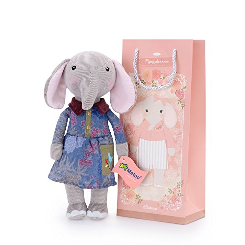 Me Too Stuffed Elephant Dolls Navy Floral Dress 12'' + Gift Bag …