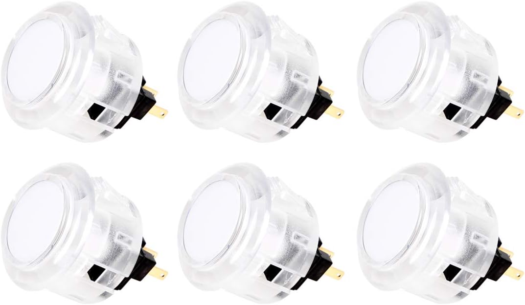 6X Arcade Clear Push Buttons 30mm Replace for Arcade Sanwa Buttons PS2 PS3 XBOX360 Consoles (Clear White)