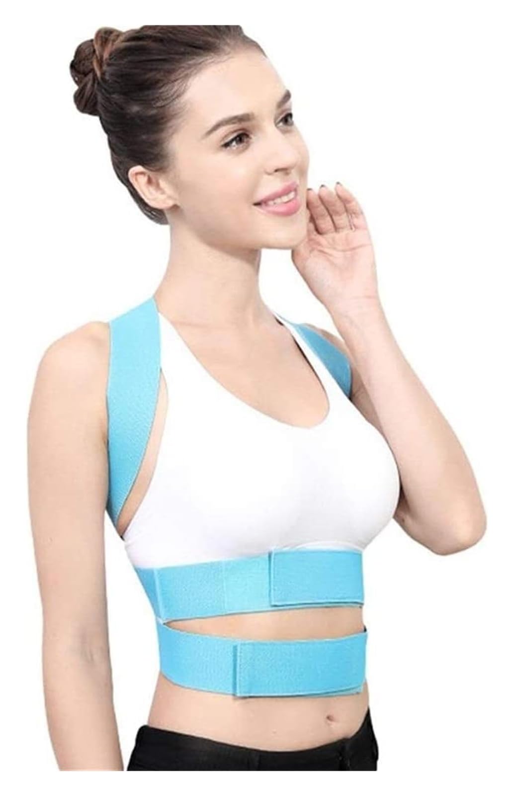 Correttore Postura Uomo Donna, Cintura di Supporto for la Schiena, correttore posturale Regolabile(Blue,Large)