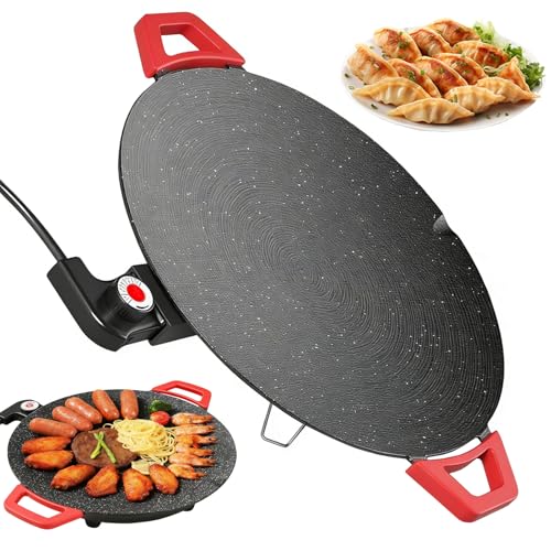 Non-Stick Electric Indoor Grill Pan, Smokeless Grill, 5-Speed Temp Griddle, Korean BBQ Indoor | Baking Pan, Fast Heat, Easy Clean, Detachable, Large Surface, Comal for Tortillas, Portable Use