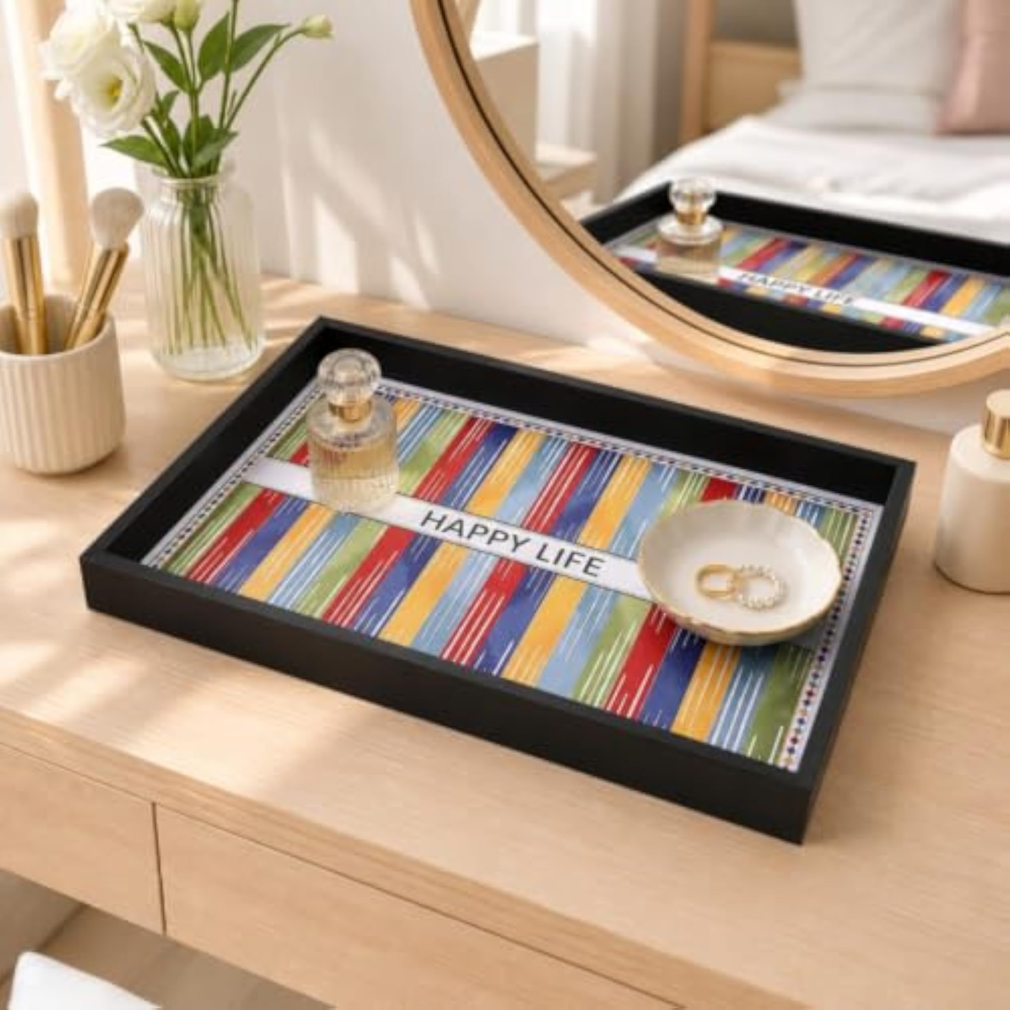 Versatile Rectangular Desktop Tray with Colorful Print