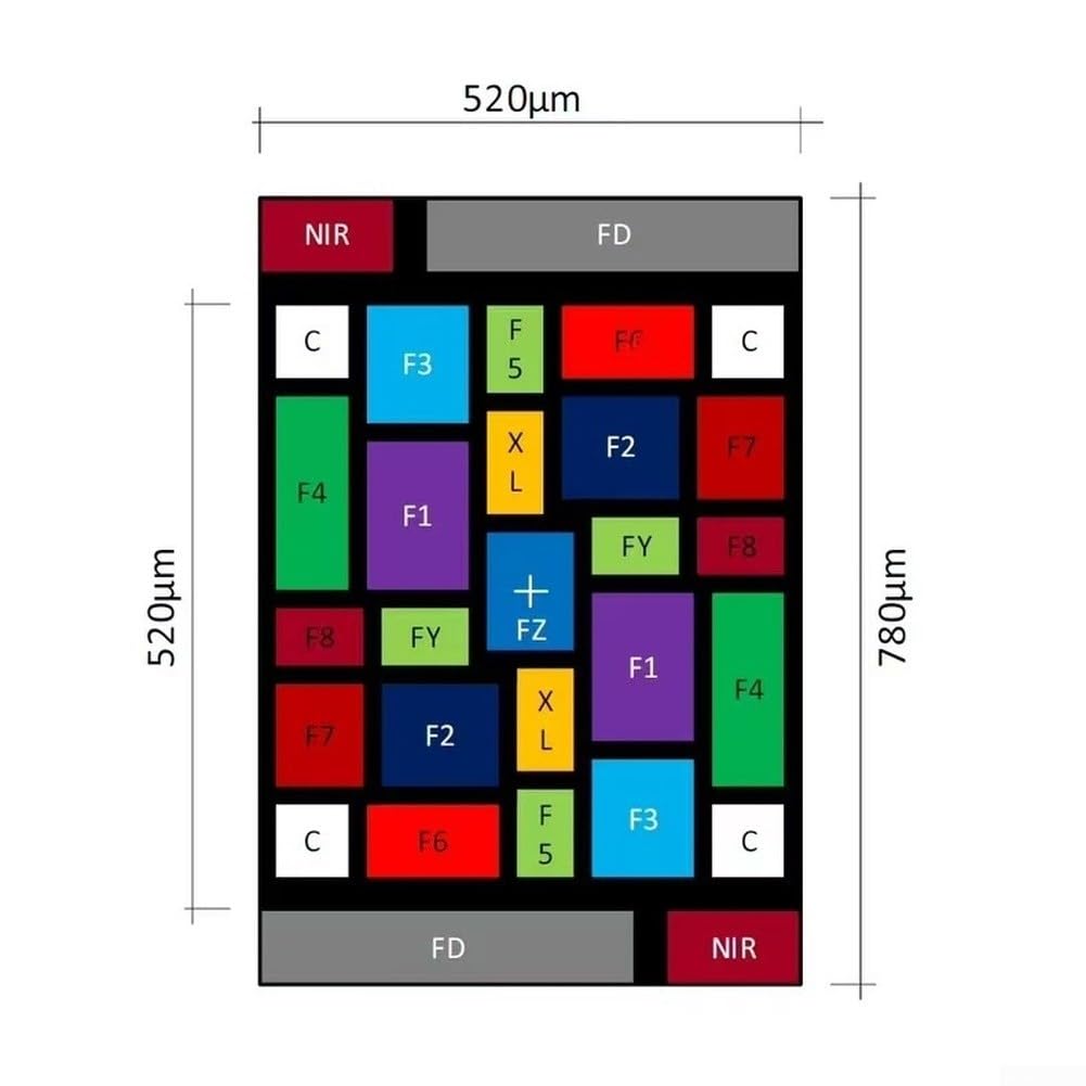 AS7262 AS7263 AS7341 AS7343 Spektralsensormodul, sichtbar und Infrarot 6-16 K für Farbabstimmung, Materialanalyse, kompaktes Design, energieeffizient, PCB schwarz (AS7343)