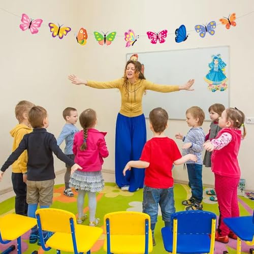 Image of Vuzvuv 54Pcs Spring Colorful Butterfly Cutouts Paper with 100Pcs Glue Points for Wall Bulletin Board Decorations or Theme Party or Classroom Decor Supplies