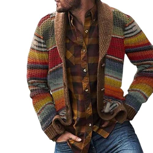 Mens Cable Knit Cardigan Outerwear Shawl Collar...