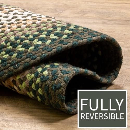 Super Area Rugs PLY01-GREEN-2X3 Oval 2' X 3' Green - Ivory Oval Braided Rug For Farmhouse Style Kitchens And Bathrooms thumb #4
