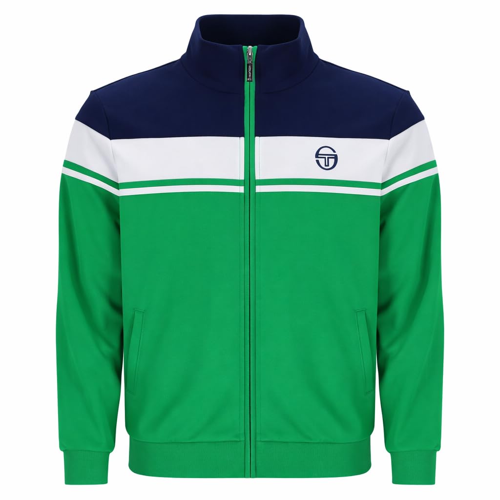 Sergio Tacchini Men's Maritime Blue/White/Fern Green Damarindo Track Top Jacket, (Uk, Alpha, M, Regular, Regular, )