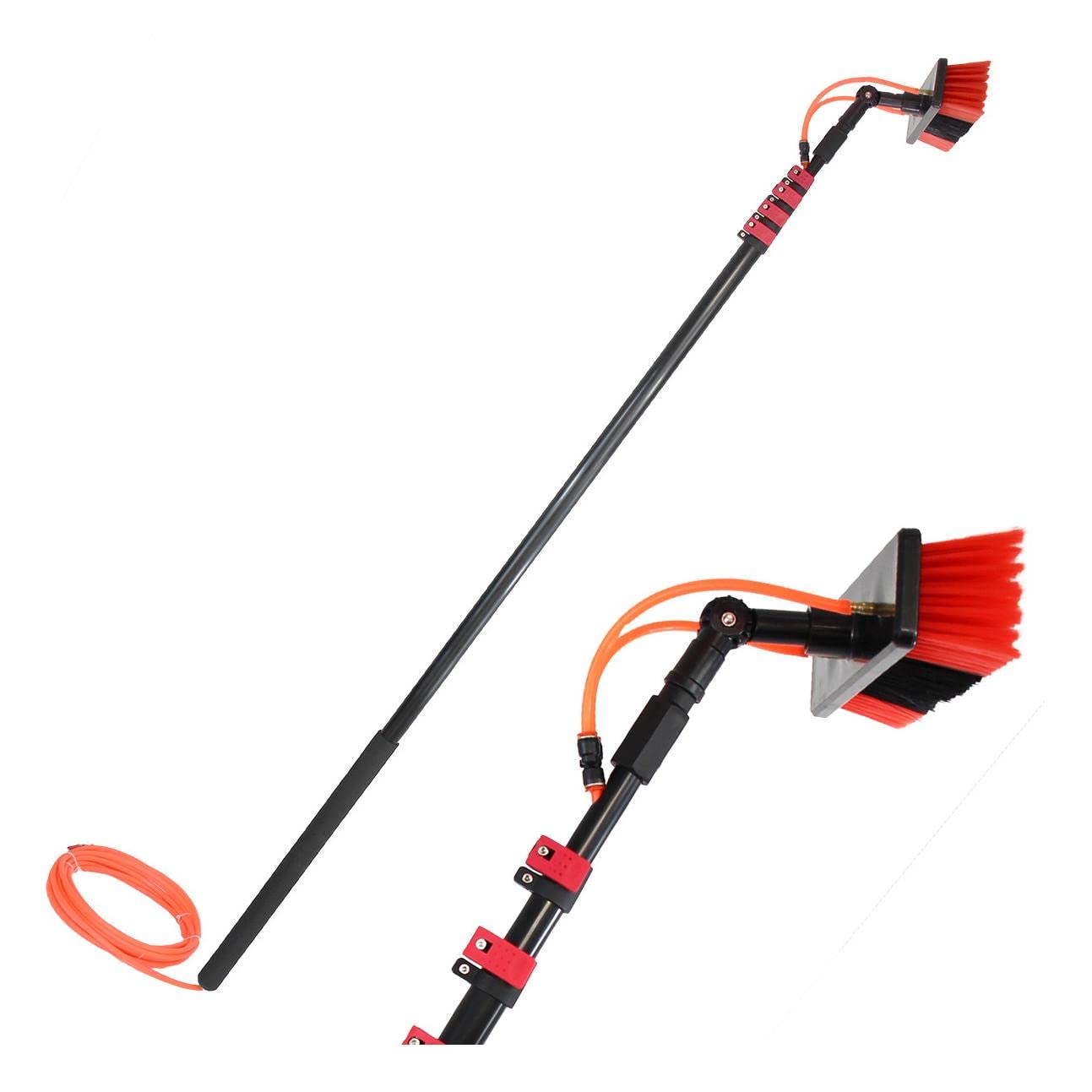 Aioneer Window Cleaning Brush,Window Cleaning Pole Cleaner Kit Water/Hose Pole Equipment Extendable 3.6M -10.8M Outdoor Cleaning Tools Photovoltaic And Solar Panels/10.8M/35.4Ft-35cm Brush -8M/27FT