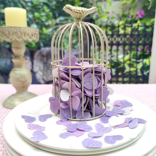 Mybbshower Mybbshower Lilás Branco Papel Crepe 1 Polegada Coração Confete Para Decoração De Mesa Ani