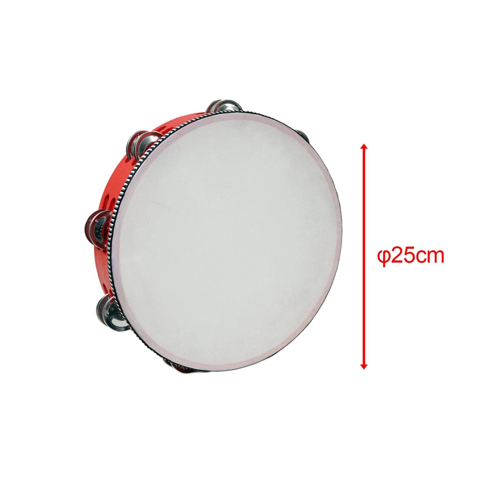 Juego de 5 panderetas de mano de madera para percusión para fiestas de iglesia, adultos, 25,4 cm, color rojo, 25,4 cm