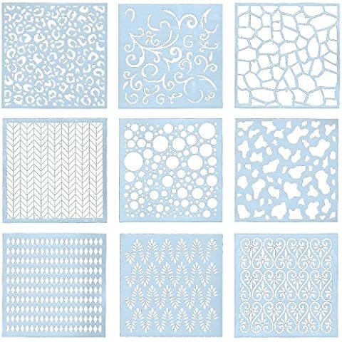Journal Template, 9 Pieces Geometric Art Templates, Mandala Stencils Set, Journal Stencils Set, Art Painting Templates Stencils, for Scrapbooking Drawing Tracing DIY Furniture Wall Floor Decor Cover