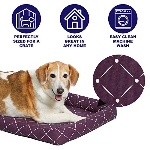 Image of Midwest Homes for Pets 40222-PLD Quiet Time Couture inchAshton inch Bolster Pet Bed, Small Dog /22 inch, Plum