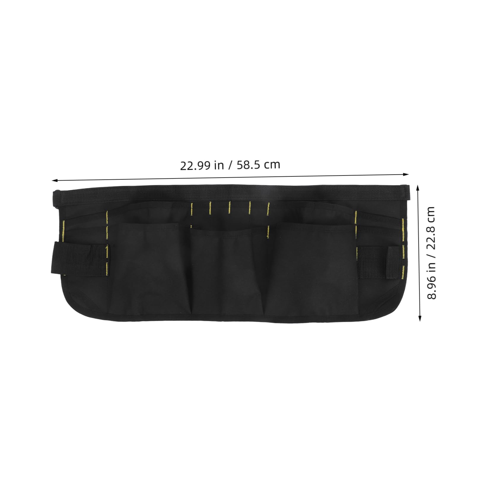 Grembiule da Carpentiere a Mezza Lunghezza in Canvas Nero con Tasche