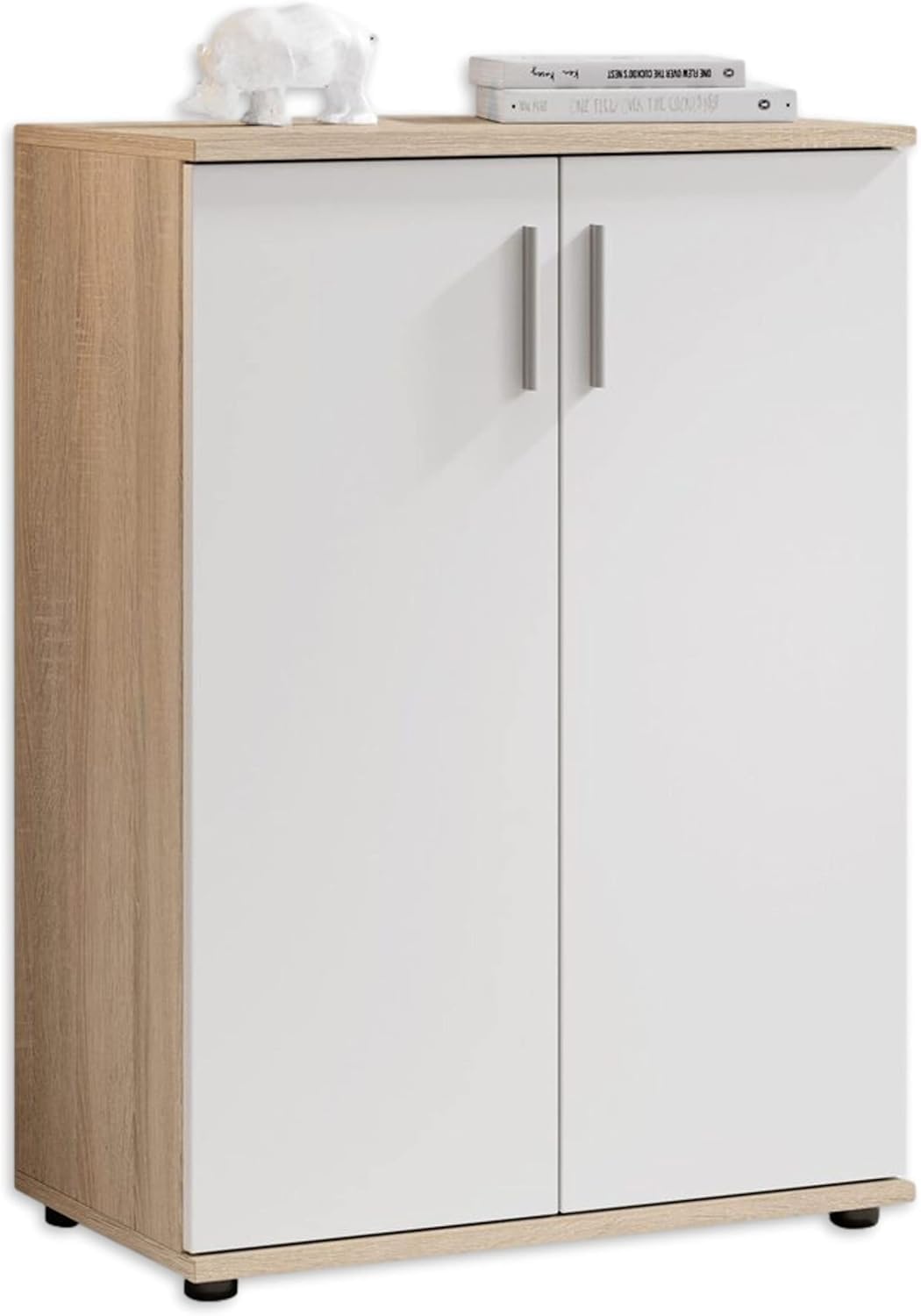Mobile Multiuso Rovere Bianco 2 Ante con Ripiano 60x35x84 cm | Armadietto in legno, 2 ante, ripiano interno, struttura compatta salvaspazio, per sala corridoio ingresso