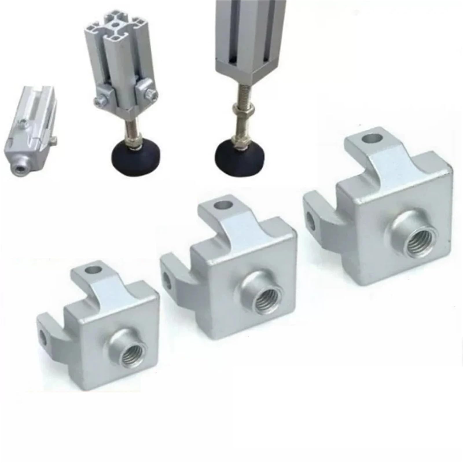 4Pcs M6-M12 2020 3030 4040 4545 Caster Foot Wheel Cup Connection Block Fixing Block Aluminum Profile Foot End Connection Block(4545-M12)