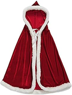Halloween Christmas Costumes Velvet Hooded Cloak Red Robe Mrs Santa Claus Costume Cape Xmas Fancy Dress Cloak for Women Girls