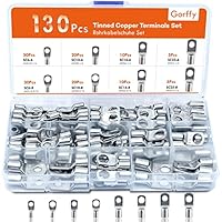 Gorffy Kabelschuhe Rohrkabelschuhe Set 130 Pcs, Kabelschuhe Set 25mm² 16mm² 10mm² 6mm², Kabelschuh Sortiment für Kfz Batteriekabel, Ringkabelschuhe Set M6 M8