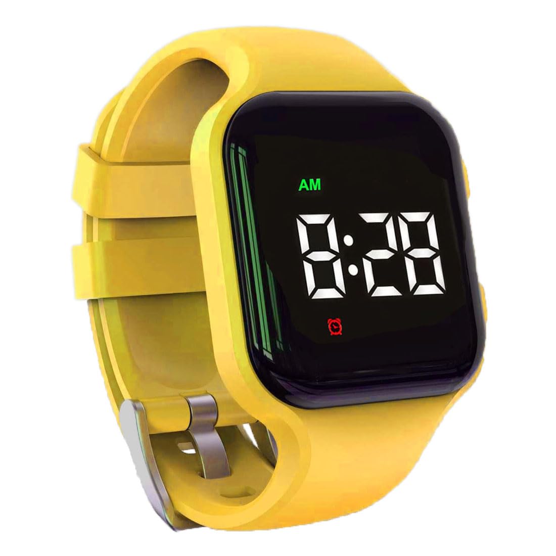 e-vibra Waterproof Vibrating Alarm Watch Rechargeable 15 Alarm Reminder Wristband Potty Training Watch with Lock Screen (Yellow)