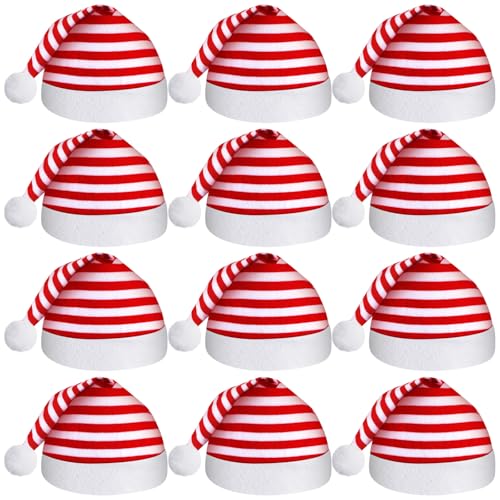 Lot de 12 chapeaux de Père Noël SATINIOR parfaits comme cadeaux d'invités de fin d'année