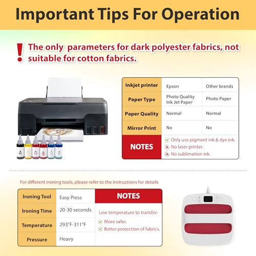 Image of TransOurDream Heat Transfer Paper for Dark Polyester Fabrics (Dark X, 8.5 inchx11 inch, 50 Sheets) Printable Iron on Heat Transfer Vinyl for Inkjet Printer