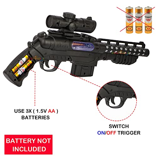 Image of Zest 4 Toyz Light and Sound Musical Double Barrel Pistol Gun Toy With Vibration, Laser, and Shot for Boys - Black