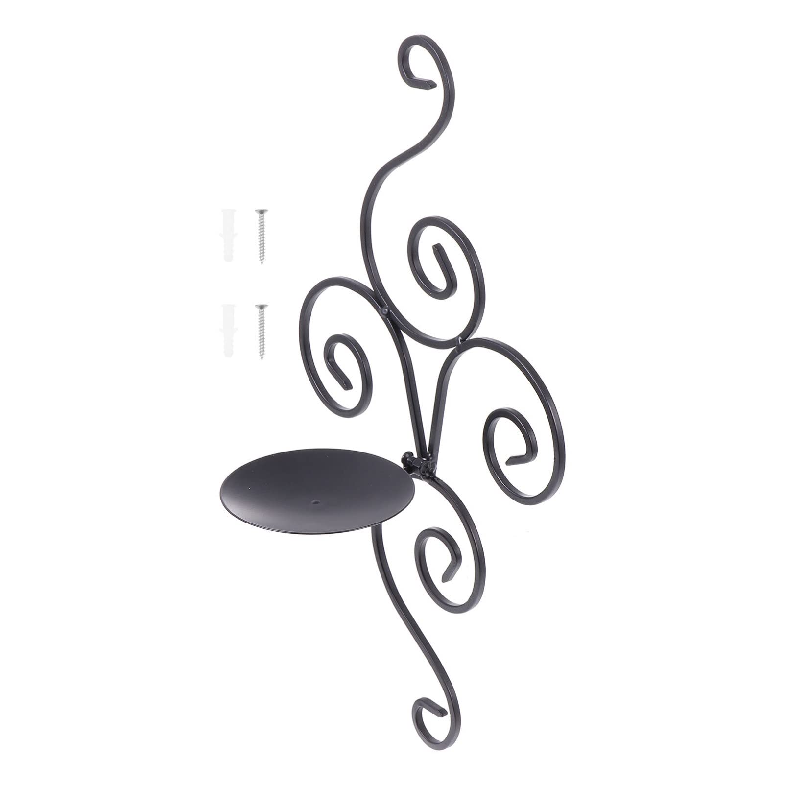 Hemoton 1pc Wall Hanging Candle Holder Wall Mounted Candle Holder Iron Candle Holder Metal Trim Metal Decor Wall Candle Sconces Elegant Swirling Candle Sconce Iron Art Candlestick Foldable