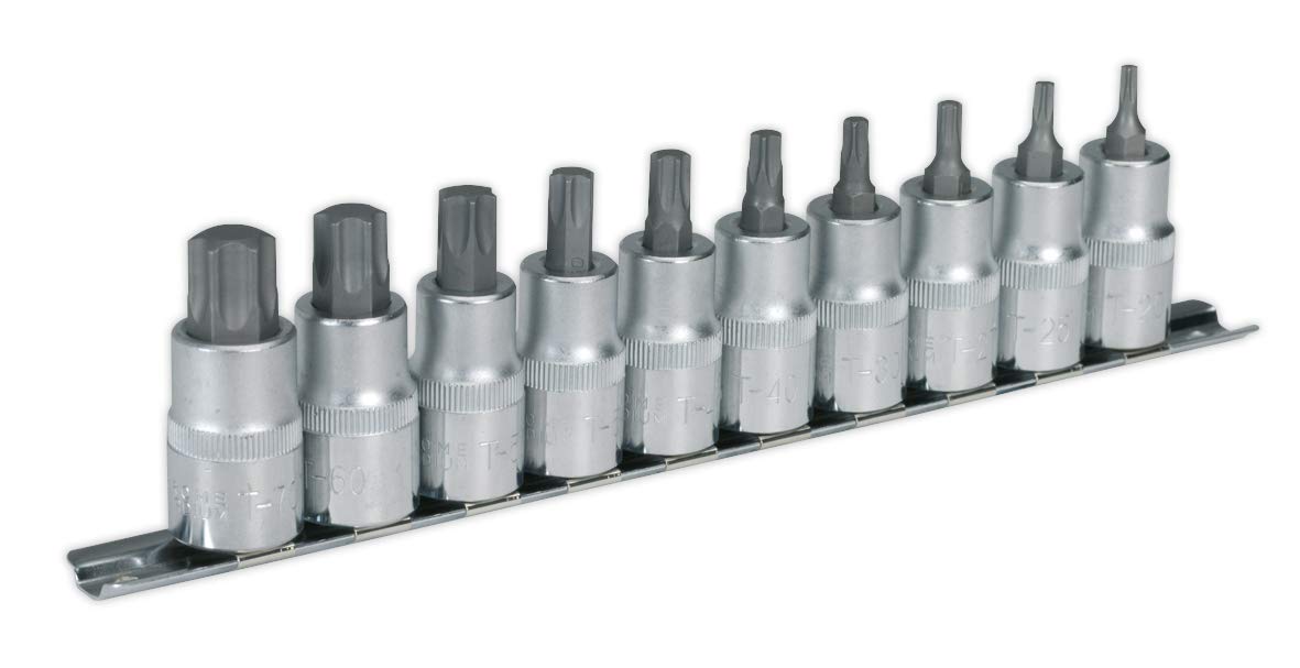 Sealey AK6208 10Pc 1/2" Drive TRX-Star* Socket Bit Set - Chrome Vanadium Steel