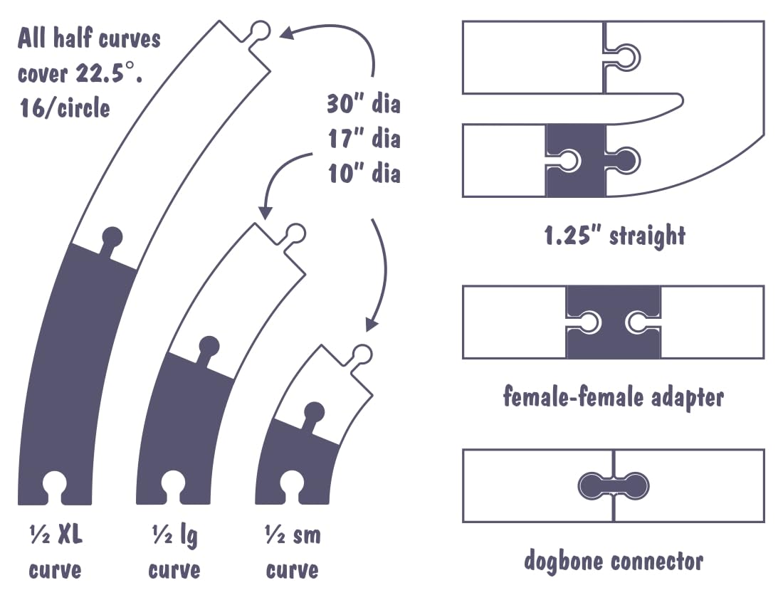 Wooden Train Track - Connector Pack - Made in USA - 11 Pieces