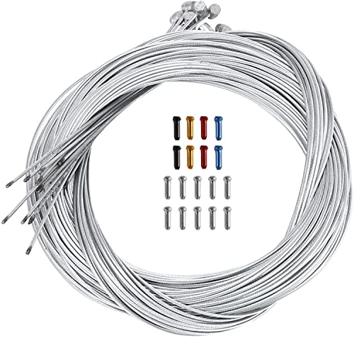 LATRAT Câble de frein universel pour vélo, 18 embouts, 1,75 m, argenté