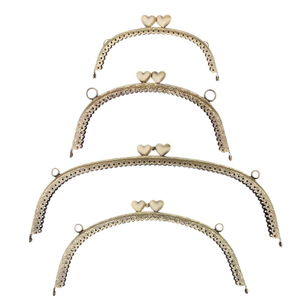 WINTI Antique Embossed Metal Purse Frame Heart Kiss Clasp Lock Bag Clutch Frame 12.5x7cm