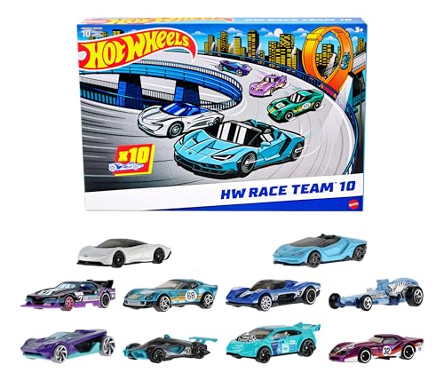 Hot Wheels 10-Pack of Toy Race Cars, Includes 1:64 Scale Corvette, Lamborghini, McLaren & Hot Wheels Originals (Amazon Exclusive)