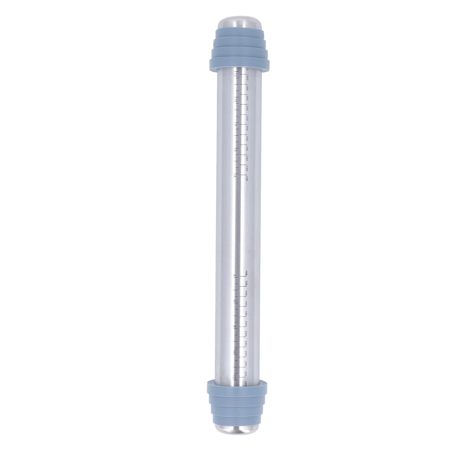 Rodillo de acero inoxidable de alta calidad con 4 anillos guía de silicona, rodillo de masa antideslizante antiadherente para hornear pasteles, galletas, pasteles y pizzas, 42 x 5,5 cm, esencial para