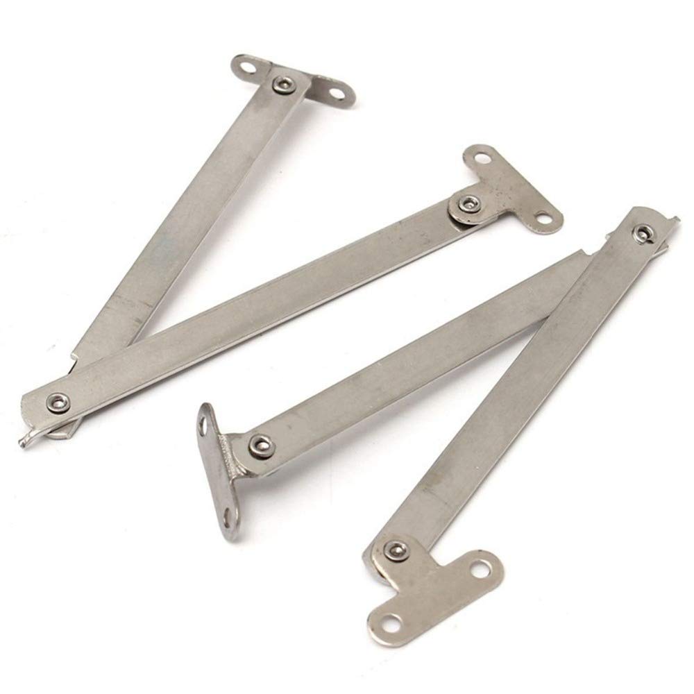 Toolstar Silver Cabinet Cupboard Door Folding Hinge Lift Up Strut Lid Flap Stay Support Hinges For Home Furniture Wardrobe Cupboard Cabinet Box Case (2Pcs)