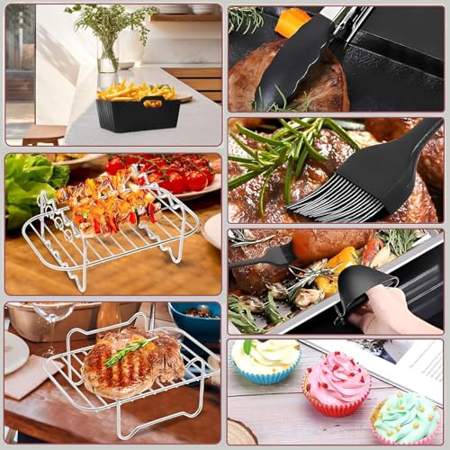 Air Fryer Accessories Set of 15 for Air Fryer, with Barbecue brush, Cake Barrel, Skewer Rack, Silicone Mat,Spray bottle etc?various square air fryers and ovens