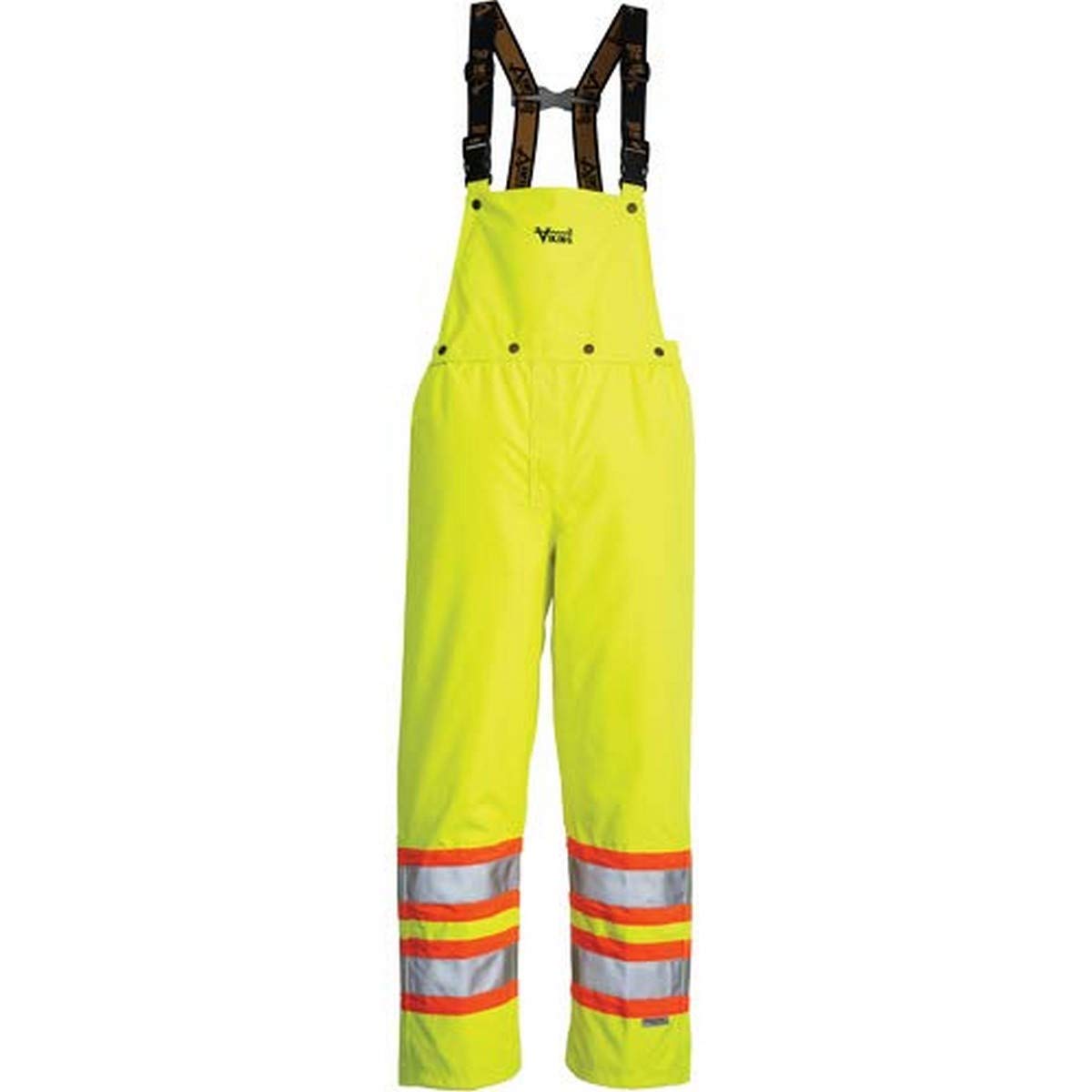 Viking Journeyman 300 Denier Insulated Hi-Vis Safety Rain Bib Pants with 2" Vi-brance Reflective Tape Over 4" Contrasting Tape, Green, Large