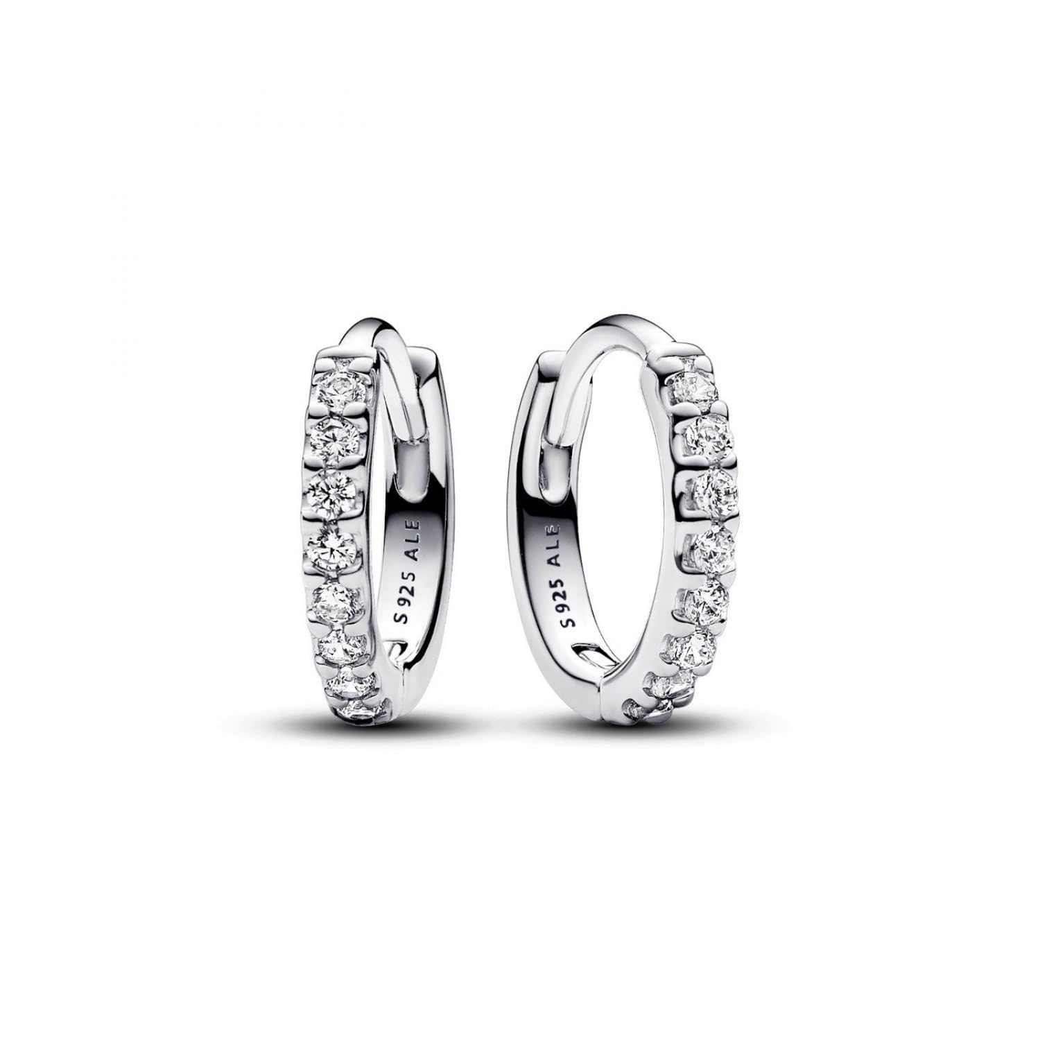 PANDORA Timeless Orecchini a cerchio in argento Sterling con zirconi cubici trasparenti, Cerchi D'Argento