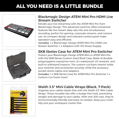 Blackmagic Design ATEM Mini Pro 4-Channel HDMI Live Stream Switcher with SKB iSeries Hard Case and 3.5