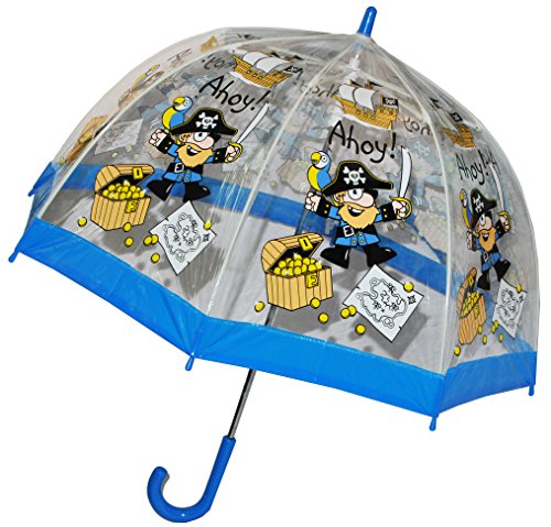 Preisvergleich Produktbild Unbekannt Regenschirm Pirat / Schatztruhe - Kinderschirm transparent Ø 70 cm - Kinder Stockschirm - für Jungen Schirm Kinderregenschirm / Glockenschirm Piraten Piratens..