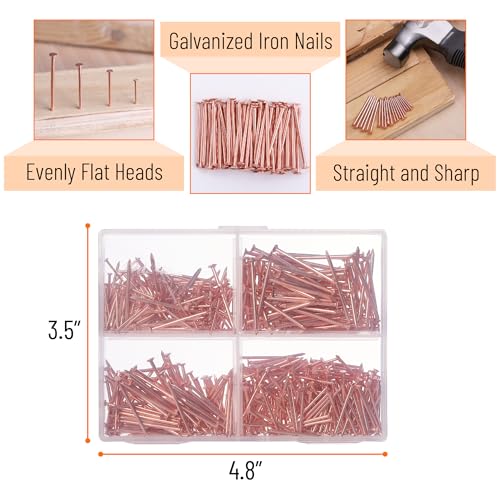 Image of Mr. Pen- Nail Assortment Kit, 600 Pcs, 4 Sizes, Rose Gold Picture Hangers