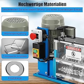 Garvee Dénudage industriel efficace – Machine à dénuder électrique 370W – 1,5-38mm, 75 ft/min, 11 trous, 10 lames – Outil professionnel pour câbles