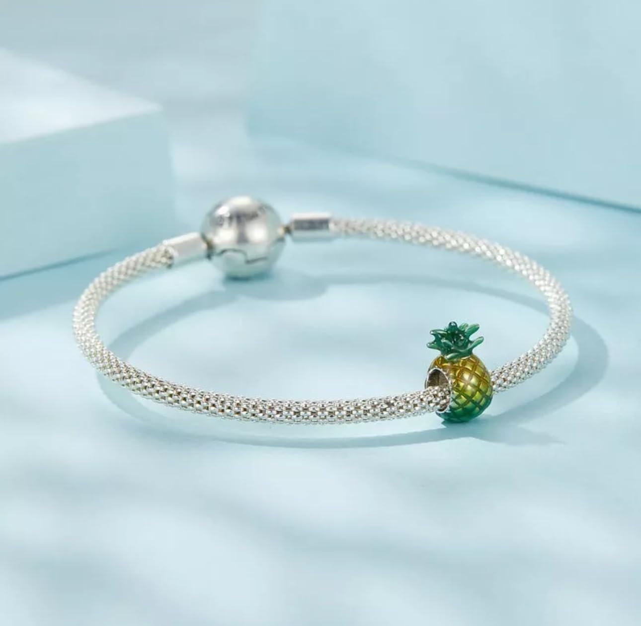 FLXHHX Abalorio De Piña, Fruta, Plata De Ley 925 Auténtica, Compatible con Pulsera