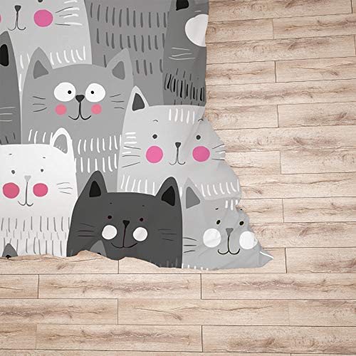 Parure de lit polyester chat gris durable et housse de couette imprimée