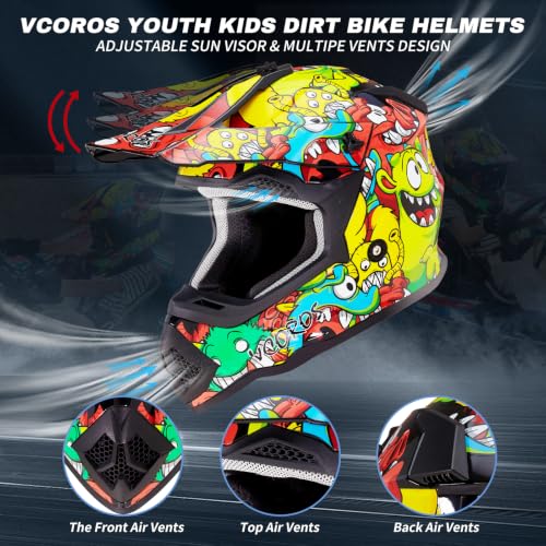 Image of VCOROS Youth Kids Dirt Bike Helmets,Kids Motocross Helmets DOT Approved